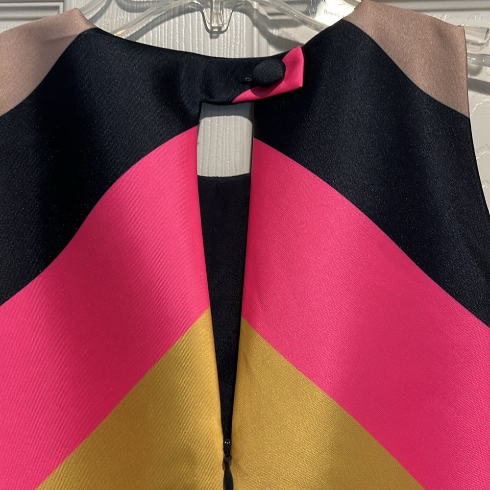 J. Crew Multicolor Chevron Midi Dress in Pink, Navy, Green, Yellow, Cream - Picture 7 of 10
